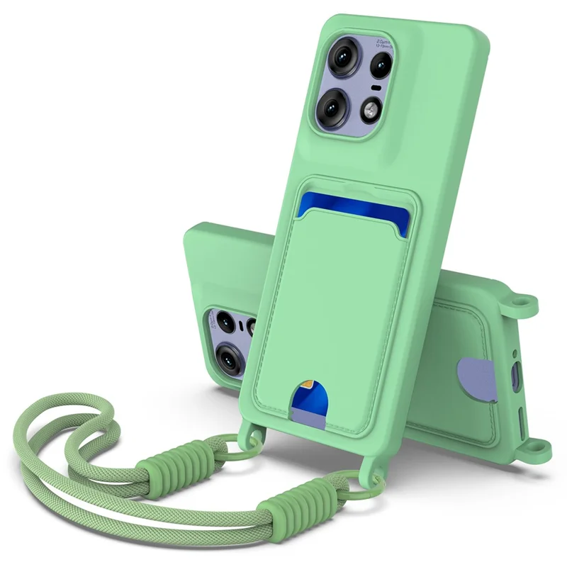 For Motorola Edge 50 Pro 5G Liquid Silicone Case Phone Back Cover with Short Strap - Black-Cellmalls