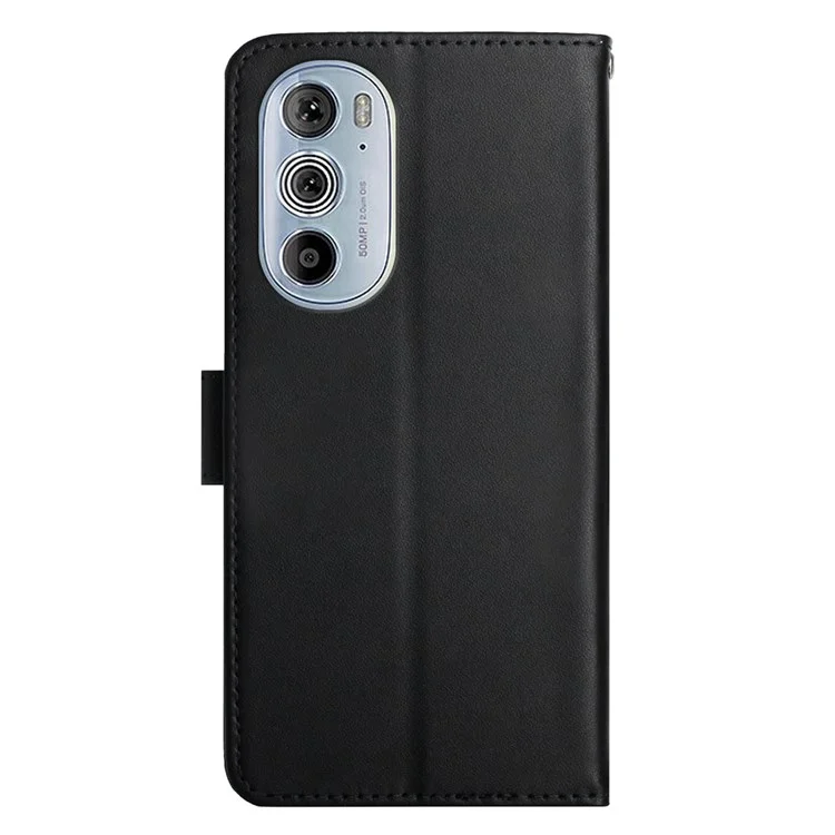 For Motorola Edge 30 Pro (Motorola Edge+ (2022)) All-inclusive Protection Nappa Texture Wallet Case Genuine Leather Phone Shell with Stand - Black-Cellmalls