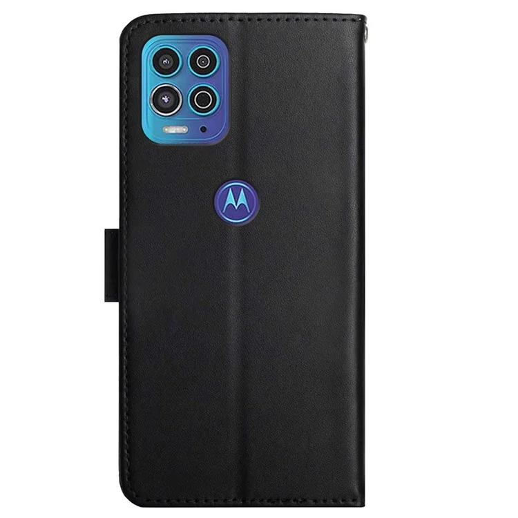 For Motorola Edge S / Moto G100 Phone Covering Shell Soft TPU+Genuine Leather Nappa Texture Multifunction Wallet Stand Full Body Protective Phone Case - Black-Cellmalls