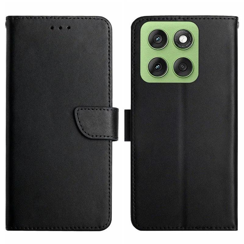 For Motorola Edge 60 5G / 60 Fusion 5G Case Genuine Cow Leather Phone Cover Nappa Texture - Black-Cellmalls