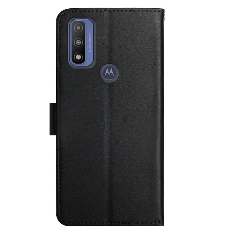 Nappa Texture Scratch-proof Folio Flip Genuine Leather Phone Case Magnetic Closure Stand Wallet for Motorola G Pure - Black-Cellmalls