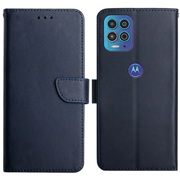 For Motorola Edge S / Moto G100 Phone Covering Shell Soft TPU+Genuine Leather Nappa Texture Multifunction Wallet Stand Full Body Protective Phone Case - Black-Cellmalls