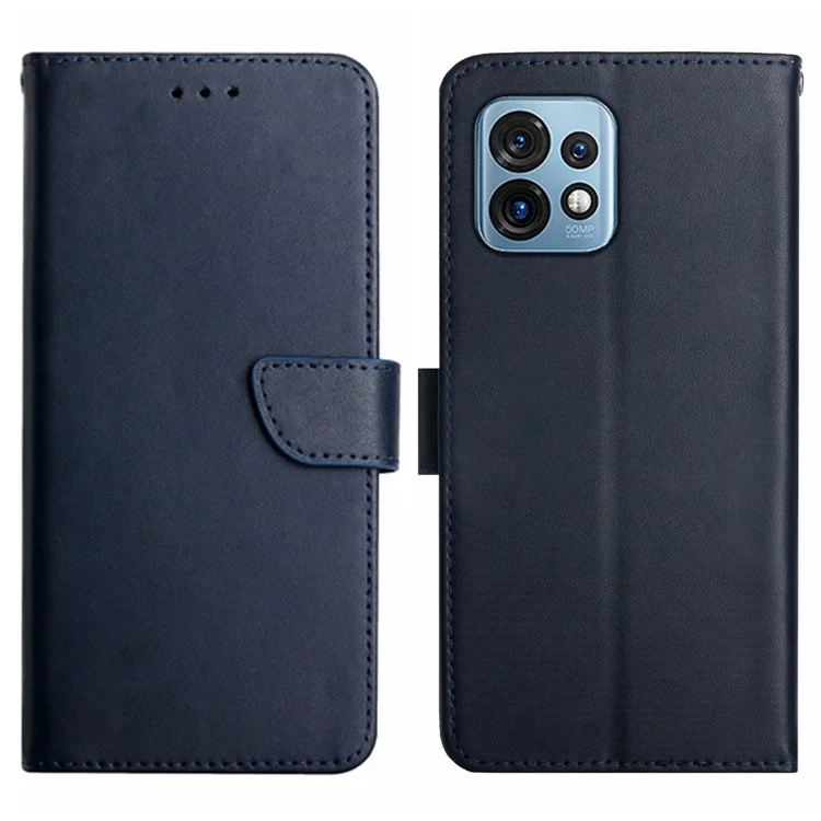 HT02 For Motorola Edge+ (2023) / Edge 40 Pro 5G / Moto X40 5G Genuine Leather Phone Case Nappa Texture Wallet Stand Cover - Black-Cellmalls