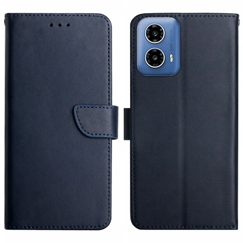 HT02 For Motorola Moto G85 5G / S50 Neo 5G Case Nappa Texture Genuine Cow Leather Phone Cover Card Holder - Black-Cellmalls