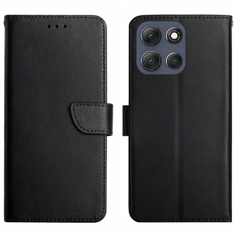 For Motorola Moto G86 5G Case Genuine Cow Leather Phone Cover Nappa Texture - Black-Cellmalls