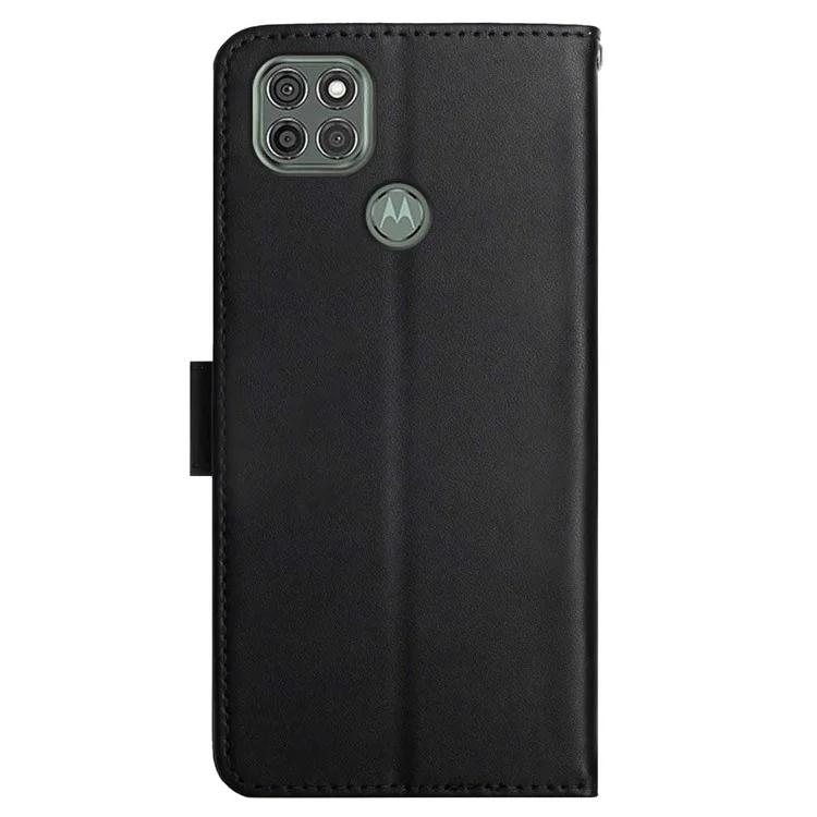 Nappa Texture Genuine Leather Wallet Cover Magnetic Clasp Folio Flip Case with Adjustable Stand for Motorola Moto G9 Power - Black-Cellmalls