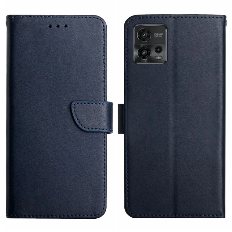 For Motorola Moto G72 4G HT02 Nappa Texture Phone Stand Wallet Case Folio Flip Genuine Leather Shockproof Cover - Black-Cellmalls