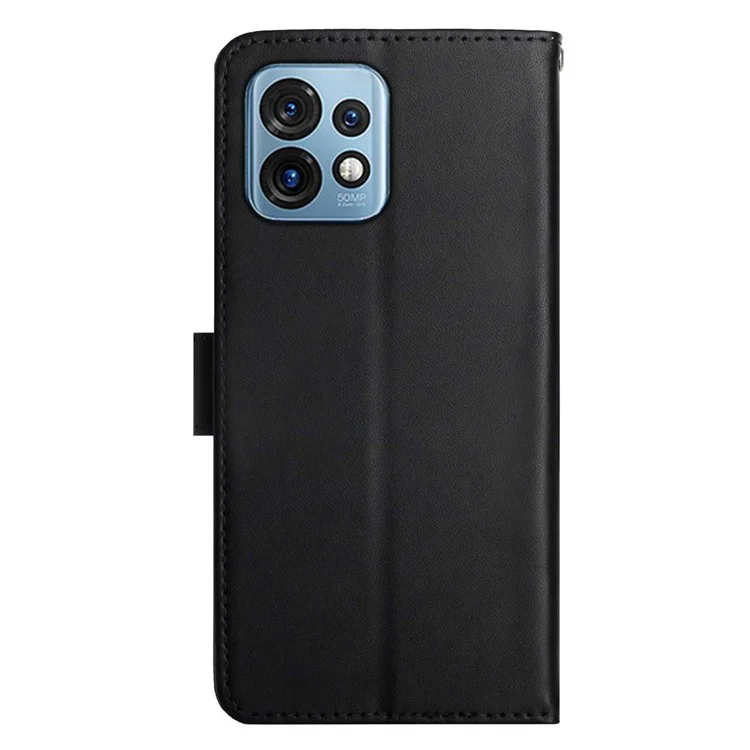 HT02 For Motorola Edge+ (2023) / Edge 40 Pro 5G / Moto X40 5G Genuine Leather Phone Case Nappa Texture Wallet Stand Cover - Black-Cellmalls