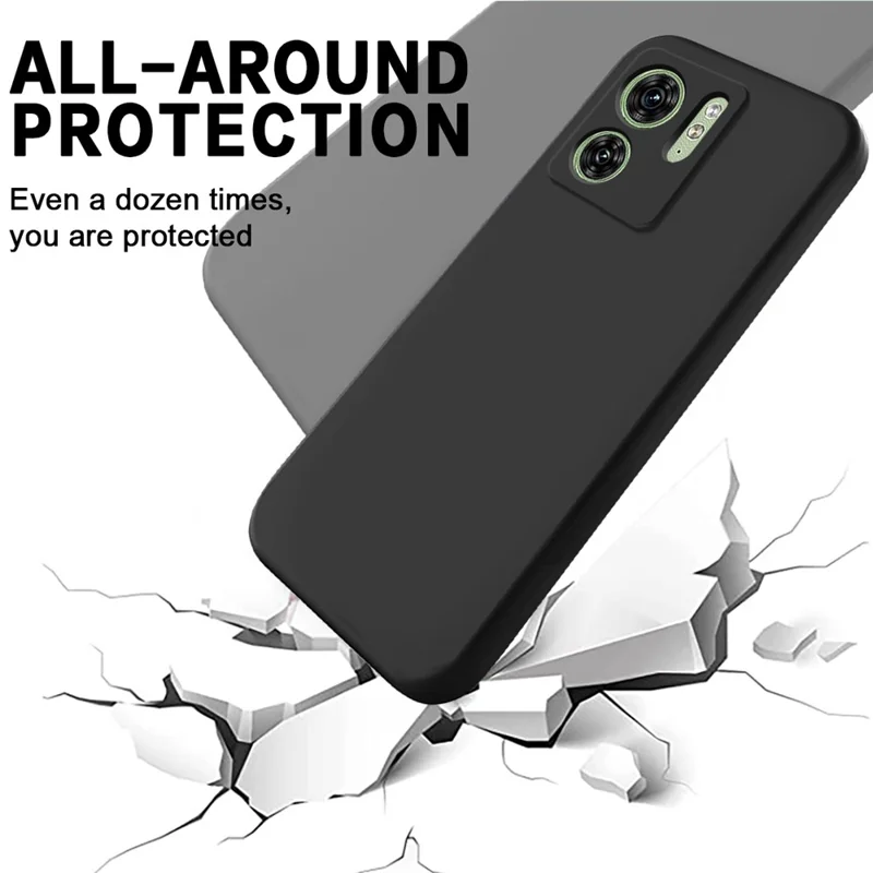 For Motorola Edge (2023) 5G Case Liquid Silicone Phone Cover with Hand Strap - Black-Cellmalls