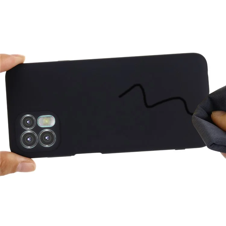 Precise Cutout Soft Liquid Silicone Anti-drop Phone Case Cover with Wrist Strap for Motorola Edge 20 Lite - Black-Cellmalls