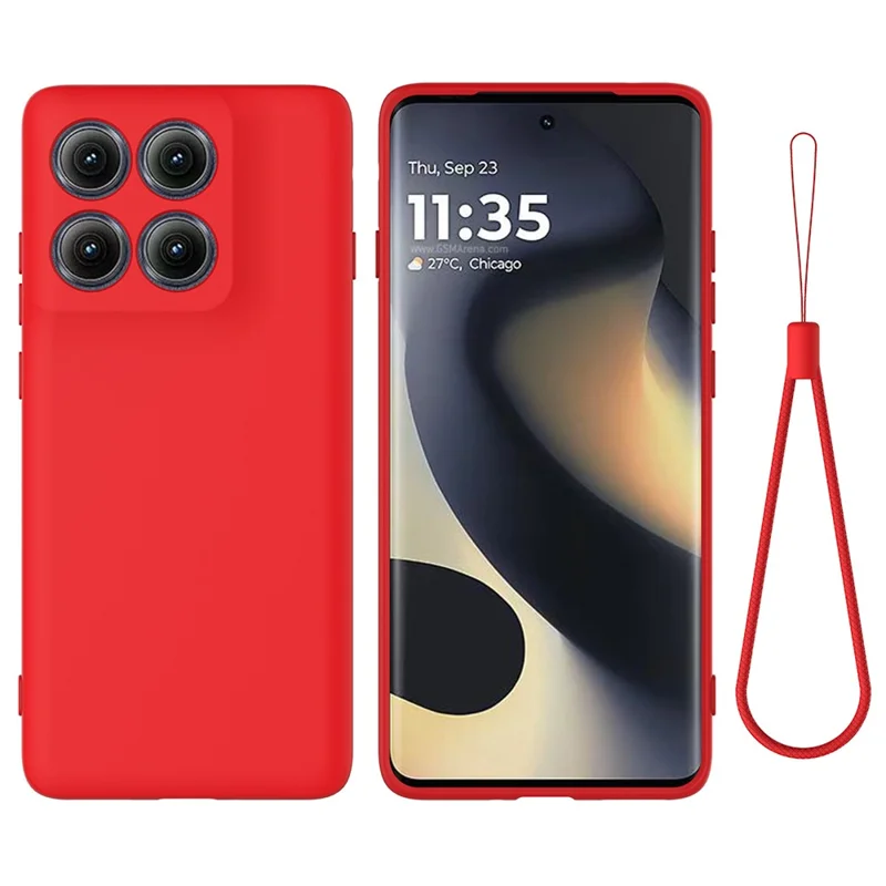 For Motorola Edge (2025) 5G Liquid Silicone Case Phone Back Cover with Hand Strap - Black-Cellmalls