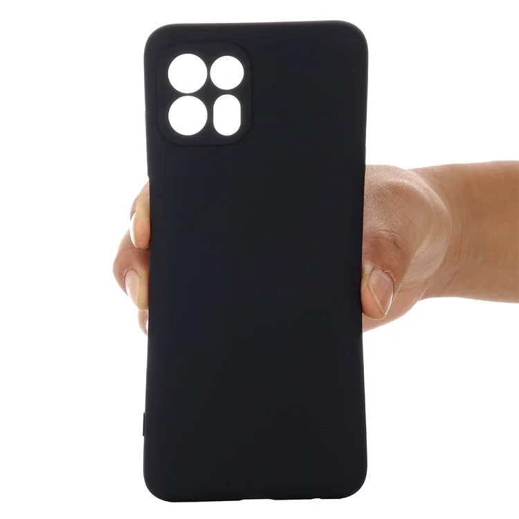 Precise Cutout Soft Liquid Silicone Anti-drop Phone Case Cover with Wrist Strap for Motorola Edge 20 Lite - Black-Cellmalls