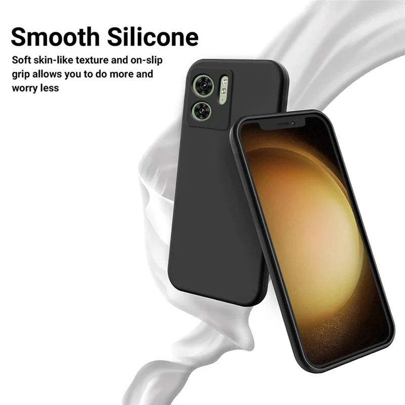 For Motorola Edge (2023) 5G Case Liquid Silicone Phone Cover with Hand Strap - Black-Cellmalls