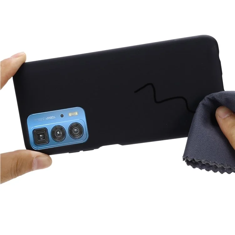 For Motorola Edge 20 Pro Liquid Silicone Thickening Design Phone Case Soft Microfiber Lining Cushion Anti-Scratch Protective Cover - Black-Cellmalls