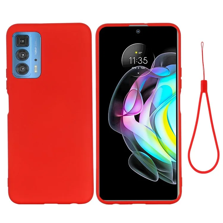 For Motorola Edge 20 Pro Liquid Silicone Thickening Design Phone Case Soft Microfiber Lining Cushion Anti-Scratch Protective Cover - Black-Cellmalls