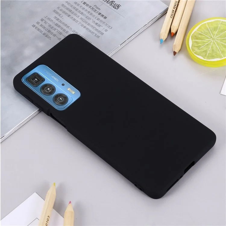 For Motorola Edge 20 Pro Liquid Silicone Thickening Design Phone Case Soft Microfiber Lining Cushion Anti-Scratch Protective Cover - Black-Cellmalls