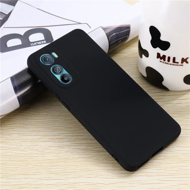 For Motorola Edge 30 5G Liquid Silicone Shockproof Protective Phone Case Soft Microfiber Lining Cushion Anti-Scratch Cover - Black-Cellmalls