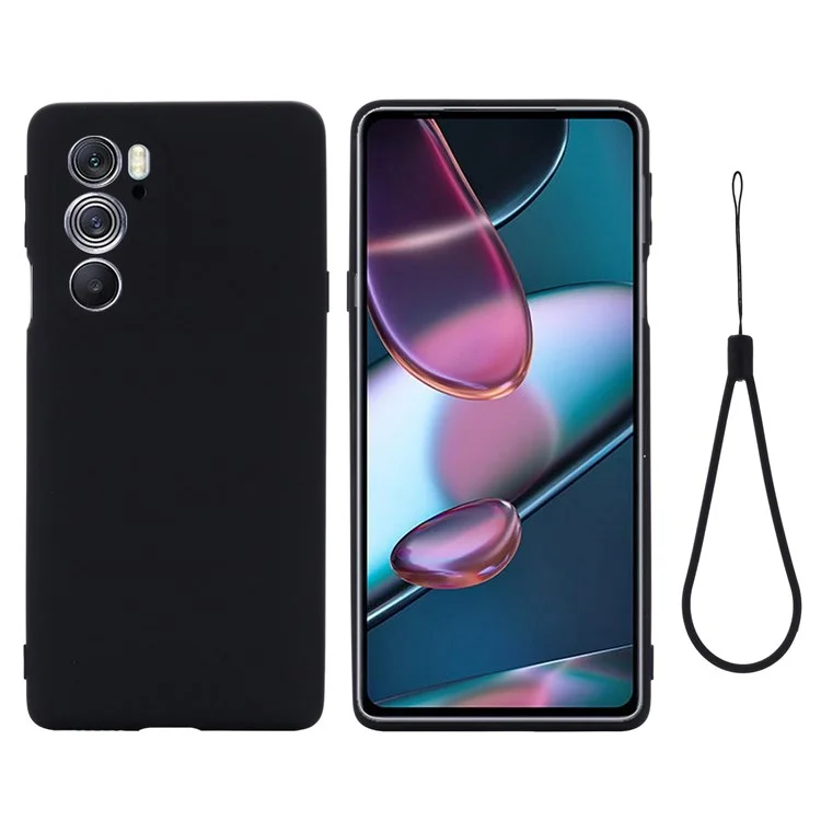 For Motorola Edge 30 Pro (Motorola Edge+ (2022)) Anti-fall Liquid Silicone Phone Case Soft Microfiber Lining Cushion Anti-Scratch Protective Cover - Black-Cellmalls