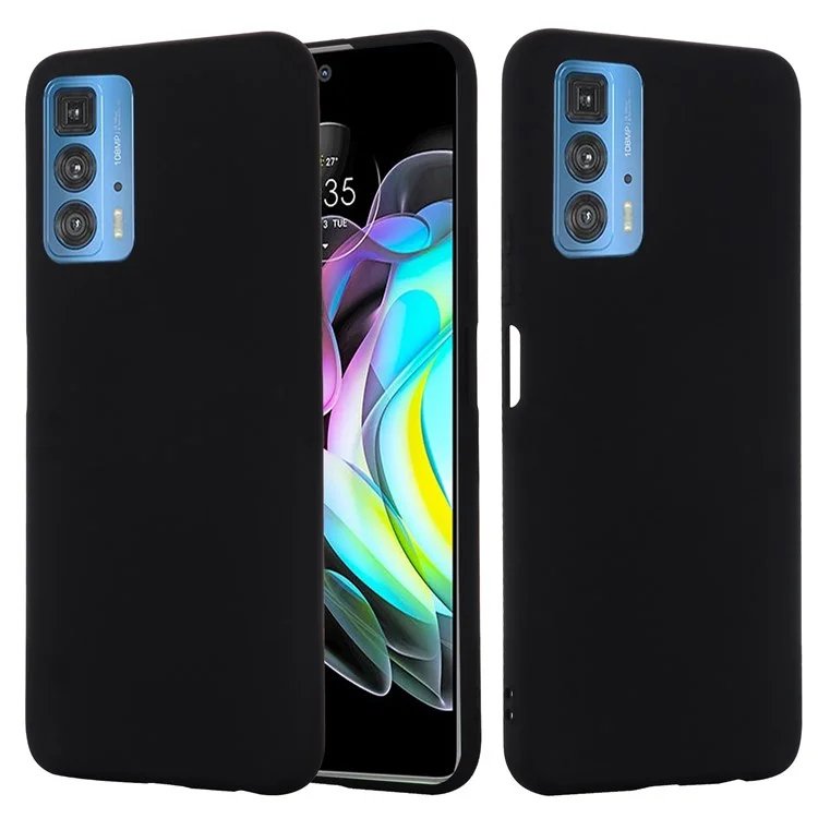 For Motorola Edge 20 Pro Liquid Silicone Thickening Design Phone Case Soft Microfiber Lining Cushion Anti-Scratch Protective Cover - Black-Cellmalls