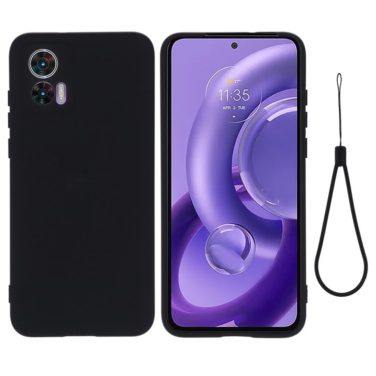 For Motorola Edge 30 Neo 5G / Edge 30 Lite Anti-scratch Liquid Silicone Cell Phone Case Shockproof Protective Cover with Strap - Green-Cellmalls