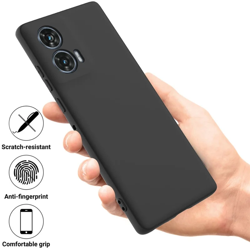 For Motorola Edge 50 Fusion 5G Case with Hand Strap Liquid Silicone Phone Cover - Black-Cellmalls