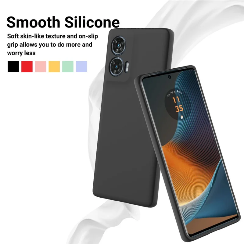 For Motorola Edge 50 Fusion 5G Case with Hand Strap Liquid Silicone Phone Cover - Black-Cellmalls
