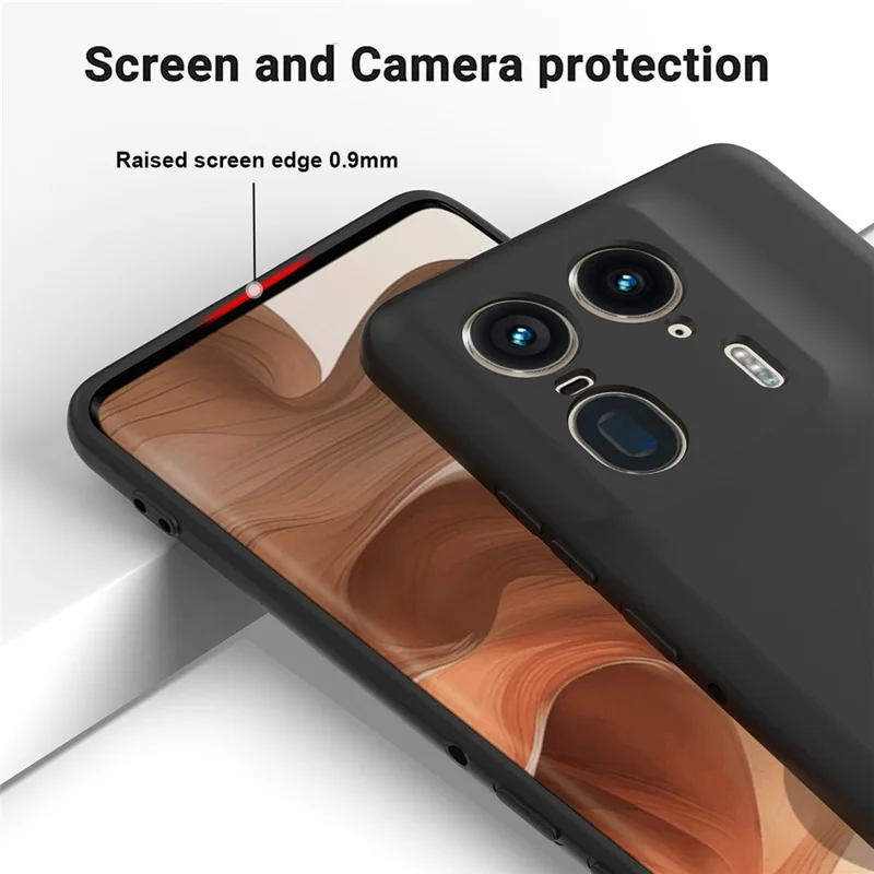 For Motorola Edge 50 Ultra 5G / Moto X50 Ultra 5G Case Liquid Silicone Shockproof Phone Cover with Strap - Black-Cellmalls