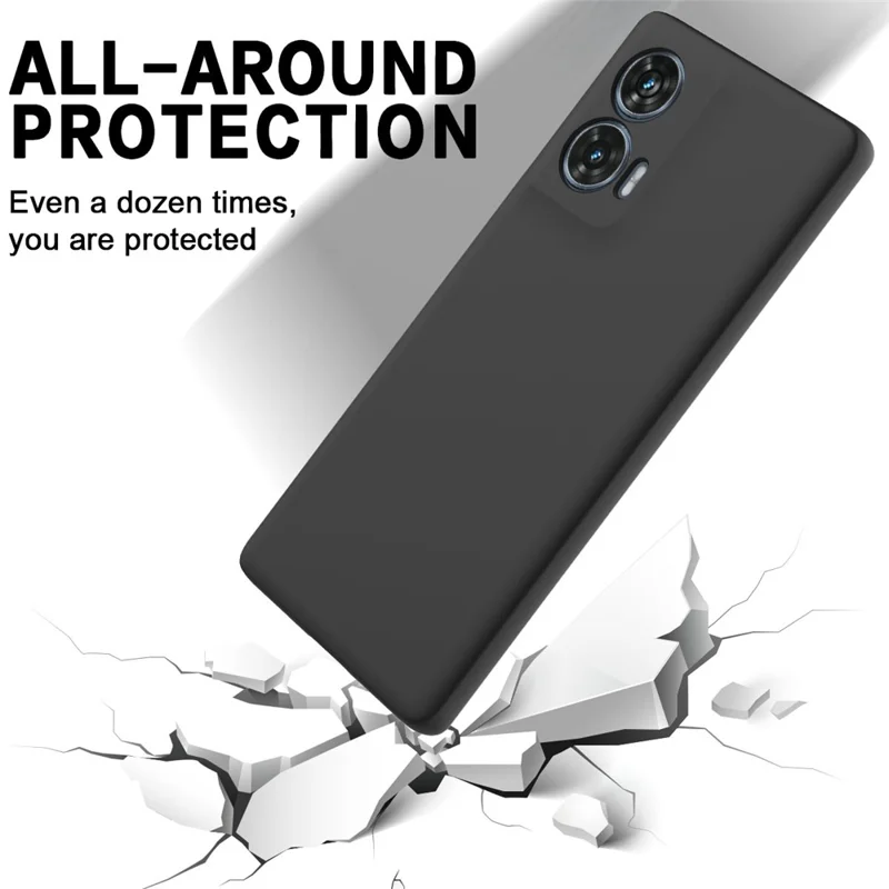 For Motorola Edge 50 Fusion 5G Case with Hand Strap Liquid Silicone Phone Cover - Black-Cellmalls