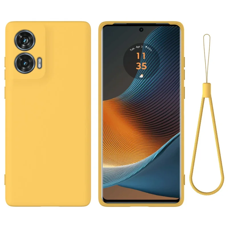 For Motorola Edge 50 Fusion 5G Case with Hand Strap Liquid Silicone Phone Cover - Black-Cellmalls