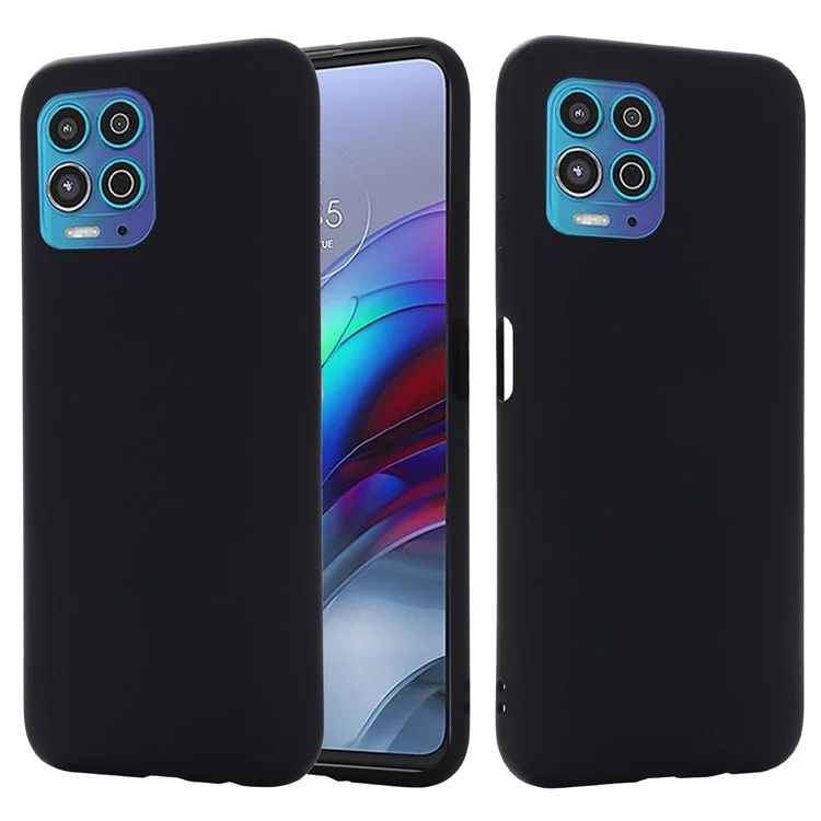 Soft Liquid Silicone Protector Back Case with Handy Strap for Motorola Edge S / Moto G100 - Black-Cellmalls