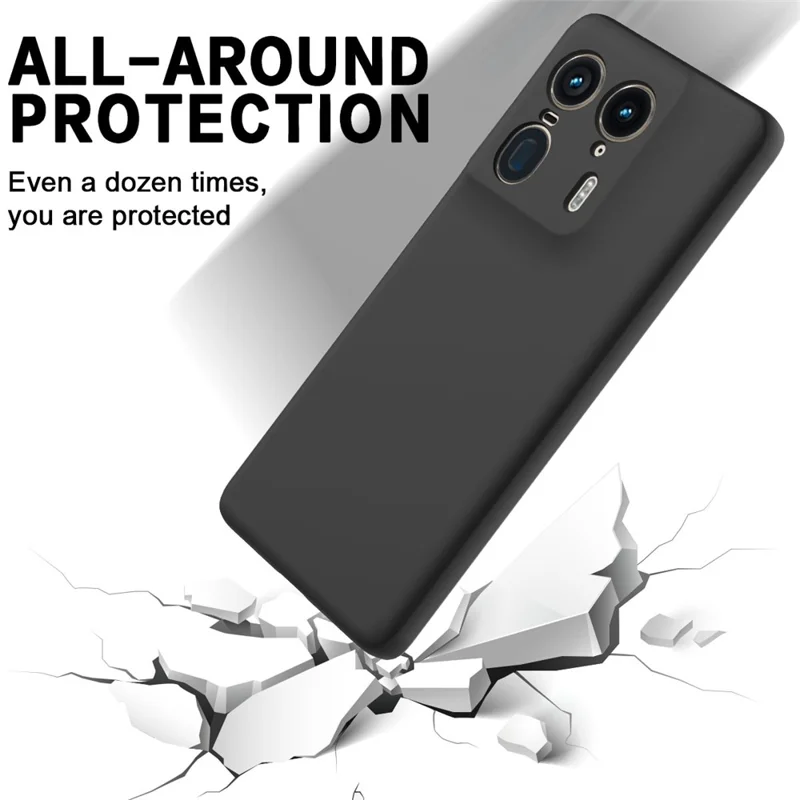 For Motorola Edge 50 Ultra 5G / Moto X50 Ultra 5G Case Liquid Silicone Shockproof Phone Cover with Strap - Black-Cellmalls