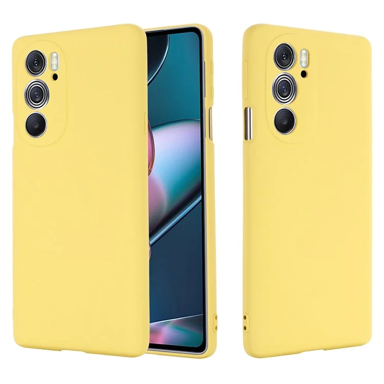 For Motorola Edge X30 Soft Microfiber Lining Drop-proof Phone Protector Liquid Silicone Back Cover - Yellow-Cellmalls