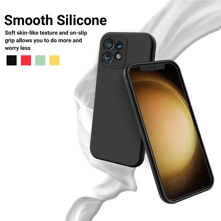 For Motorola Edge+ (2023) Case Liquid Silicone Mobile Phone Cover with Strap - Black-Cellmalls