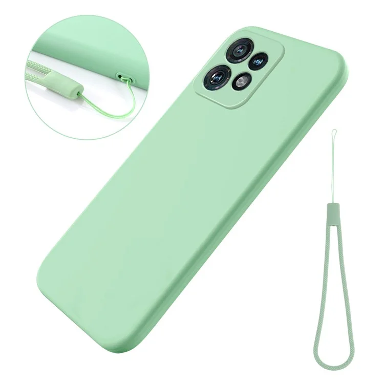 For Motorola Edge+ (2023) Case Liquid Silicone Mobile Phone Cover with Strap - Black-Cellmalls