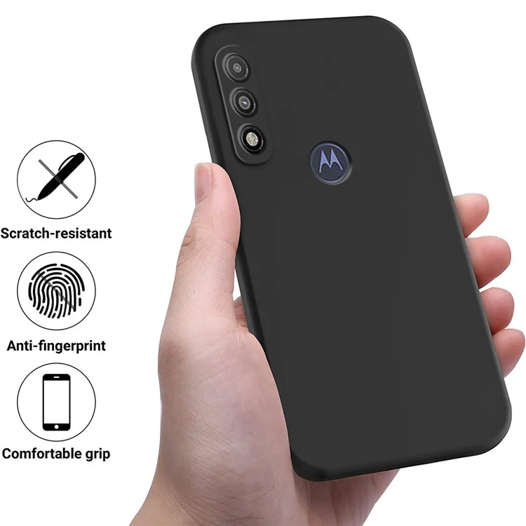 Cell Phone Case for Motorola G Pure , Liquid Silicone+Soft Lining Mobile Phone Cover with Strap - Black-Cellmalls