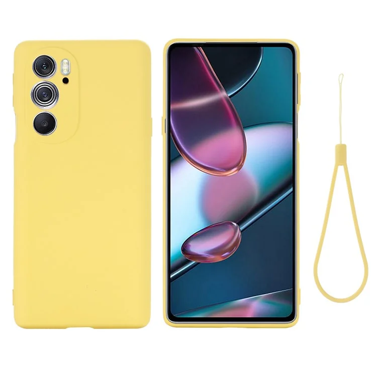 For Motorola Edge X30 Soft Microfiber Lining Drop-proof Phone Protector Liquid Silicone Back Cover - Yellow-Cellmalls
