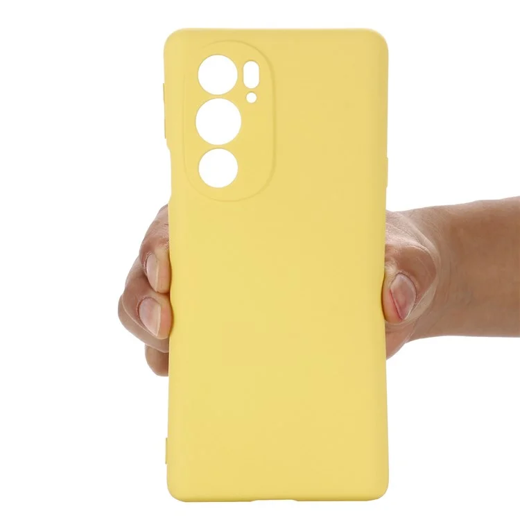 For Motorola Edge X30 Soft Microfiber Lining Drop-proof Phone Protector Liquid Silicone Back Cover - Yellow-Cellmalls