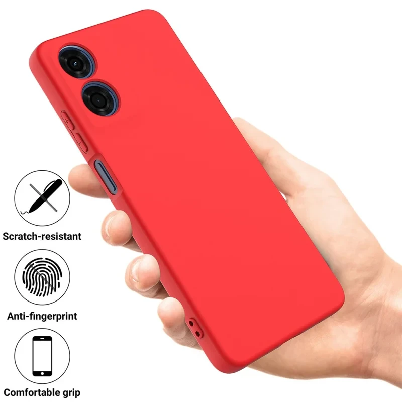For Motorola Moto E14 4G Case with Hand Strap Liquid Silicone Phone Cover - Red-Cellmalls