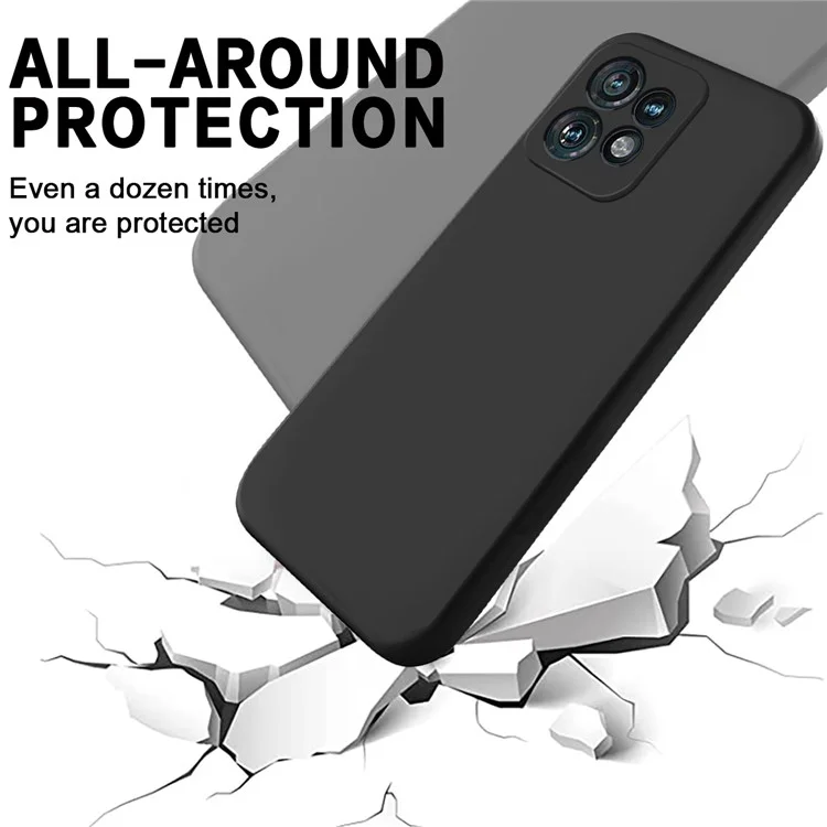 For Motorola Edge+ (2023) Case Liquid Silicone Mobile Phone Cover with Strap - Black-Cellmalls