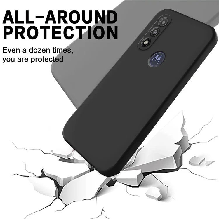 Cell Phone Case for Motorola G Pure , Liquid Silicone+Soft Lining Mobile Phone Cover with Strap - Black-Cellmalls