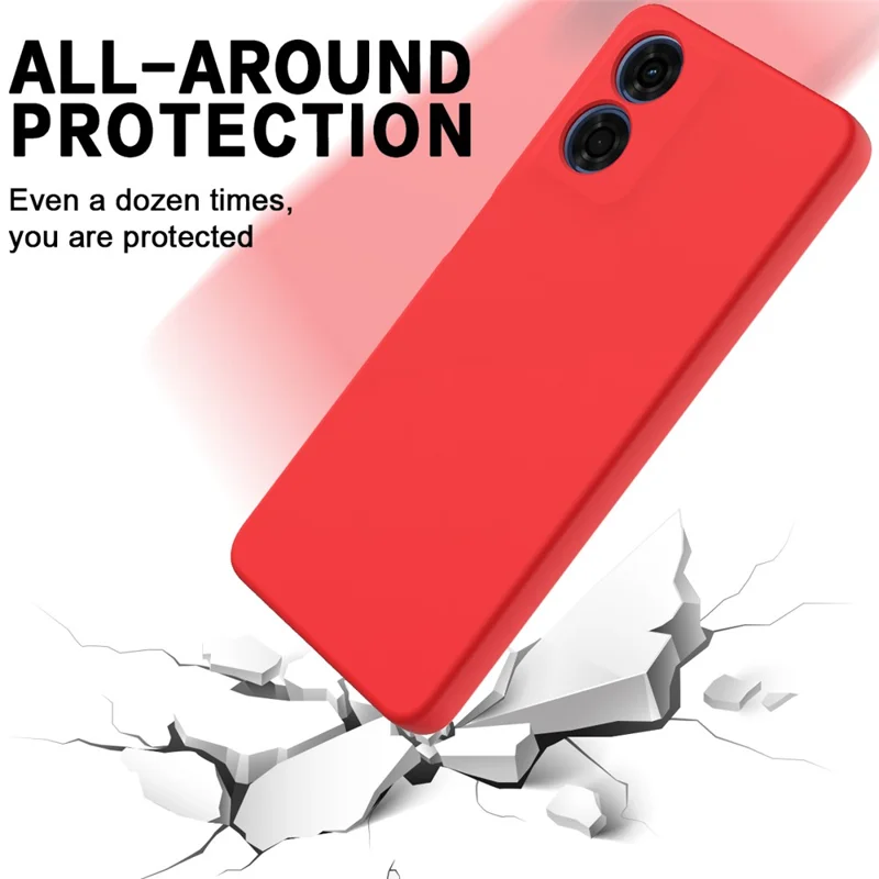 For Motorola Moto E14 4G Case with Hand Strap Liquid Silicone Phone Cover - Red-Cellmalls