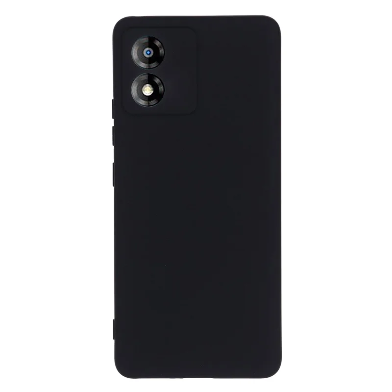 For Motorola Moto E13 4G Anti-Dust Phone Case Liquid Silicone Soft Lining Phone Cover Shell with Strap - Black-Cellmalls