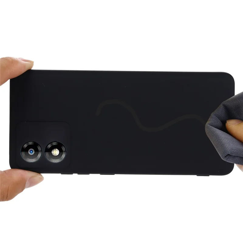 For Motorola Moto E13 4G Anti-Dust Phone Case Liquid Silicone Soft Lining Phone Cover Shell with Strap - Black-Cellmalls