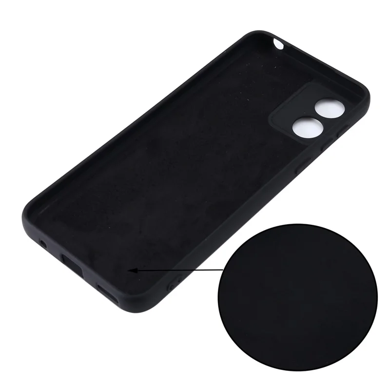 For Motorola Moto E13 4G Anti-Dust Phone Case Liquid Silicone Soft Lining Phone Cover Shell with Strap - Black-Cellmalls