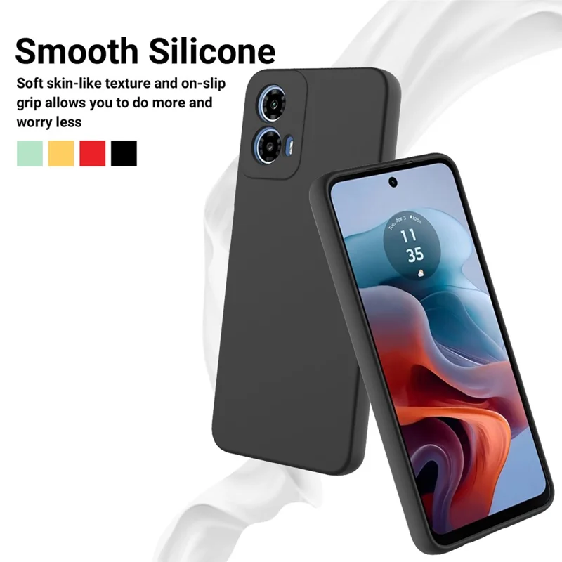 For Motorola Moto G45 5G / G34 5G Case Liquid Silicone Back Cover with Fiber Lining - Black-Cellmalls