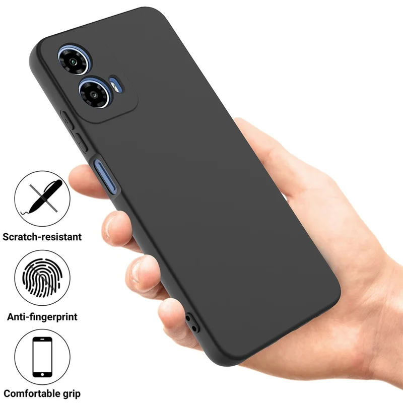 For Motorola Moto G45 5G / G34 5G Case Liquid Silicone Back Cover with Fiber Lining - Black-Cellmalls