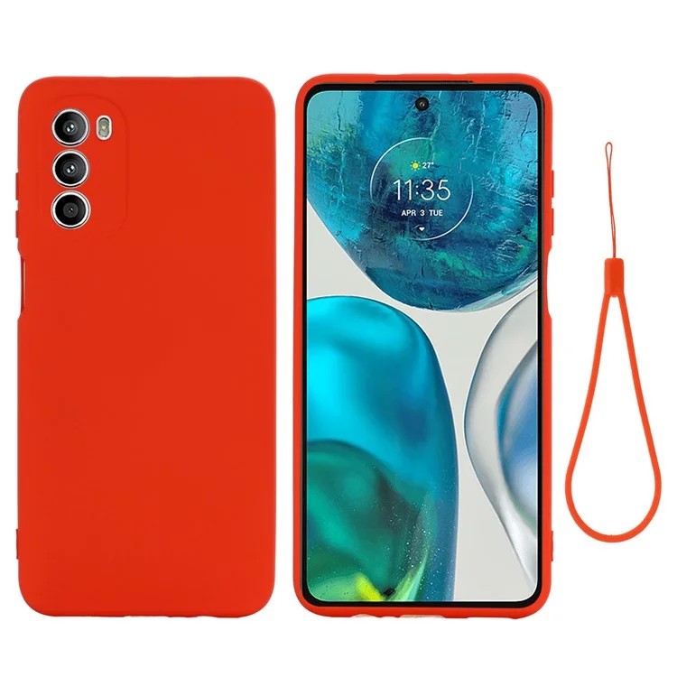 For Motorola Moto G52 4G / G82 5G Shockproof Liquid Silicone Phone Case Soft Microfiber Lining Cushion Protective Bumper Cover - Black-Cellmalls