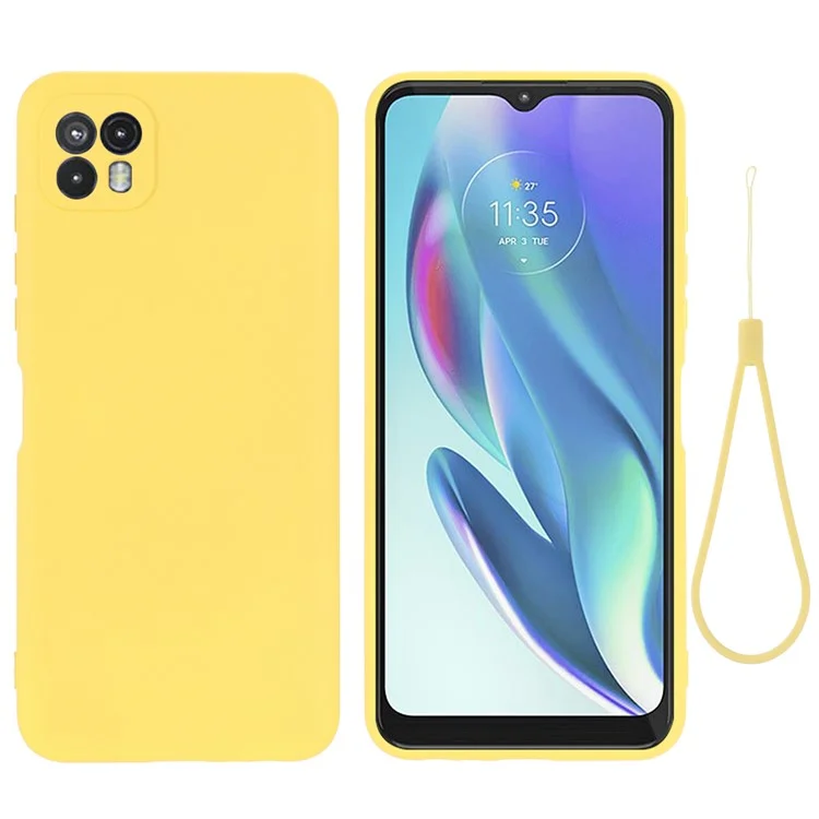 For Motorola Moto G50 5G Liquid Silicone Phone Case Soft Anti-Scratch Protective Cover with Strap - Black-Cellmalls