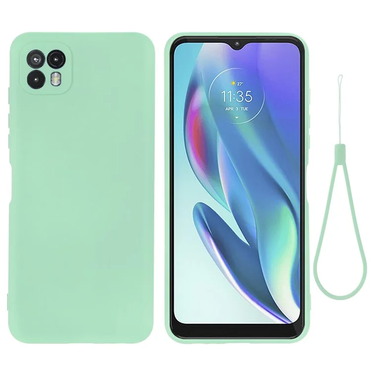 For Motorola Moto G50 5G Liquid Silicone Phone Case Soft Anti-Scratch Protective Cover with Strap - Black-Cellmalls