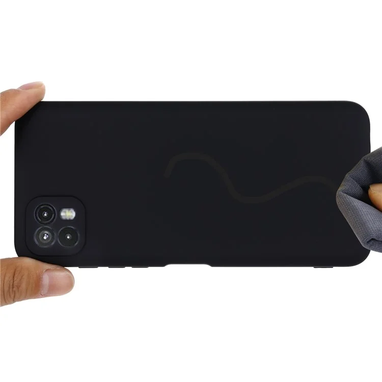 For Motorola Moto G50 5G Liquid Silicone Phone Case Soft Anti-Scratch Protective Cover with Strap - Black-Cellmalls